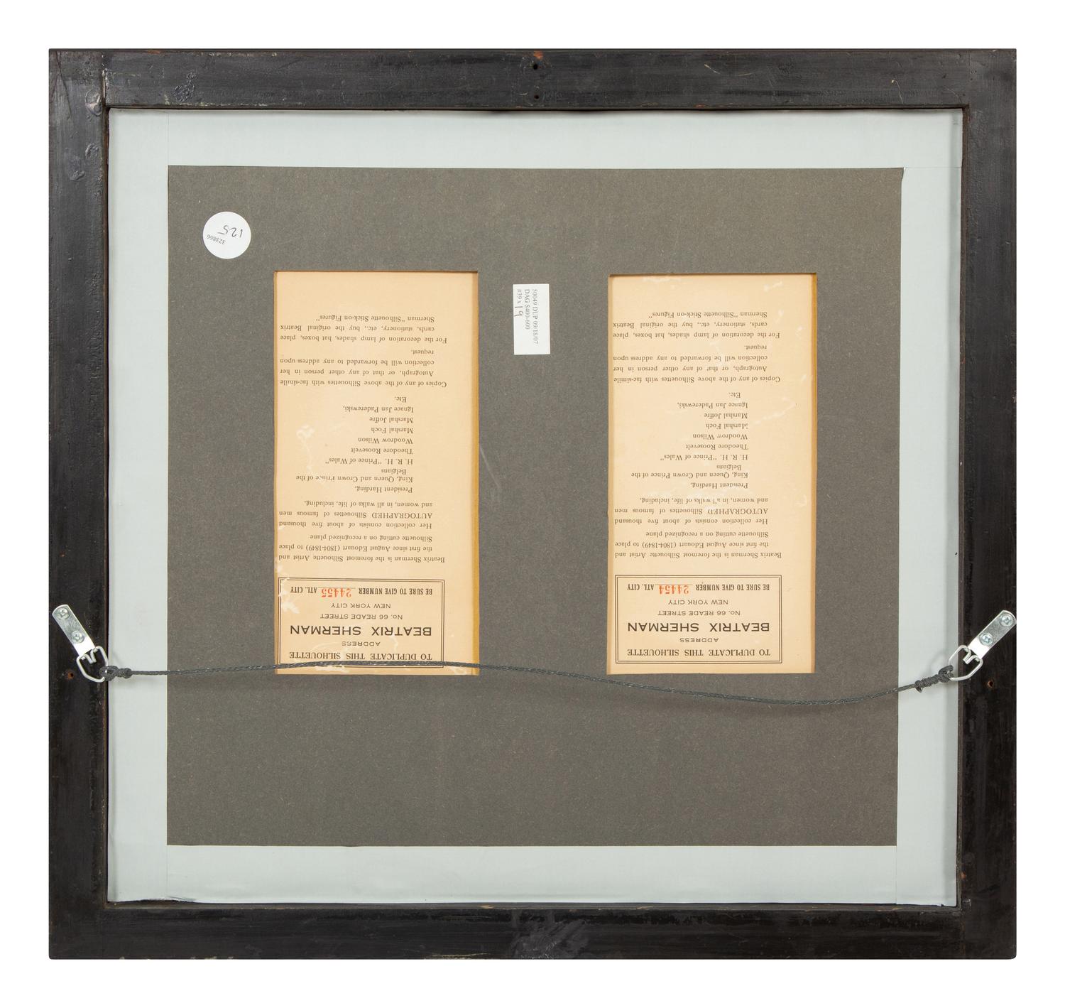 A Pair of Beatrix Sherman Cut Paper Silhouettes Framed as One