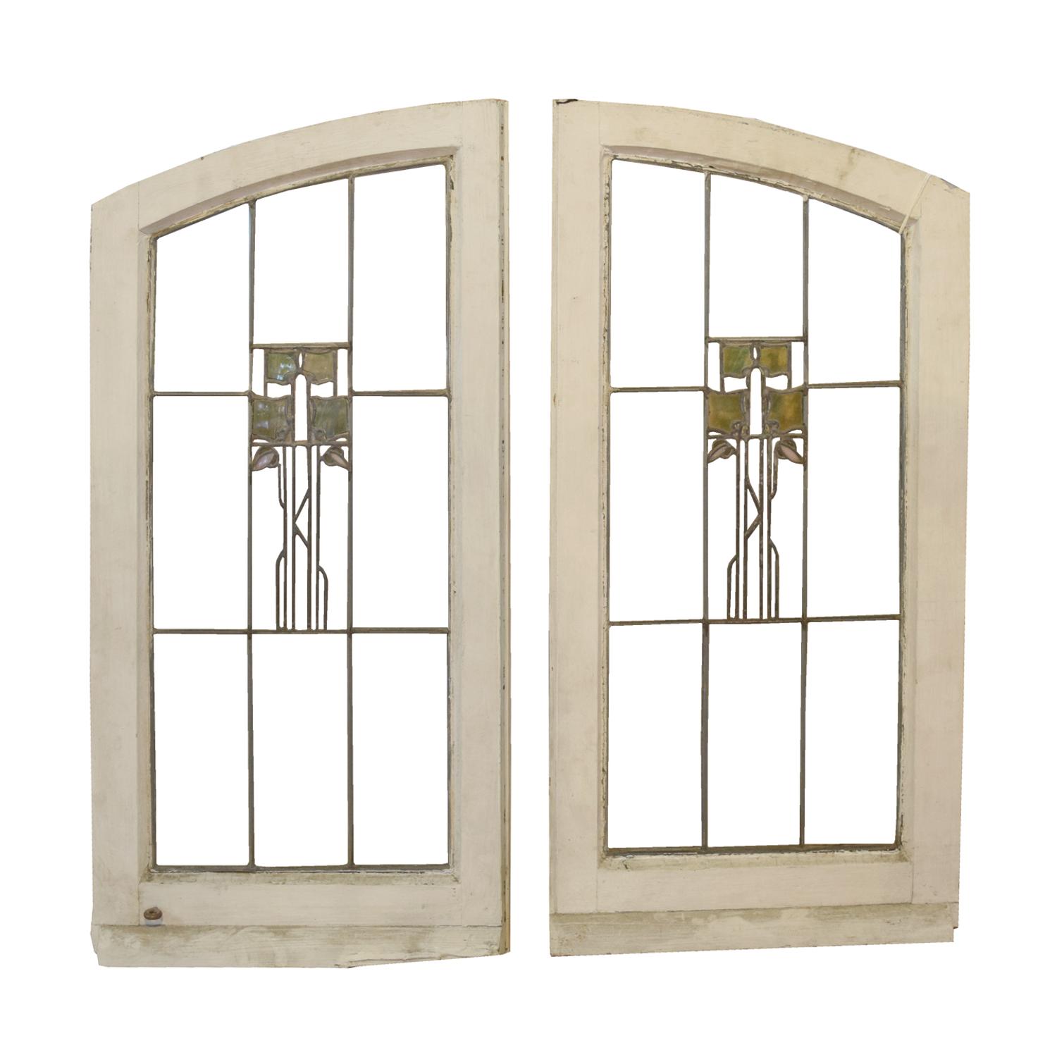 A Pair of George Maher Windows from the Morse House, Glencoe, IL. 16.5" W x 1.5" D x 35.5" H — United States, 1906