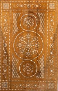 A Middle Eastern Bone Inlaid Walnut Table