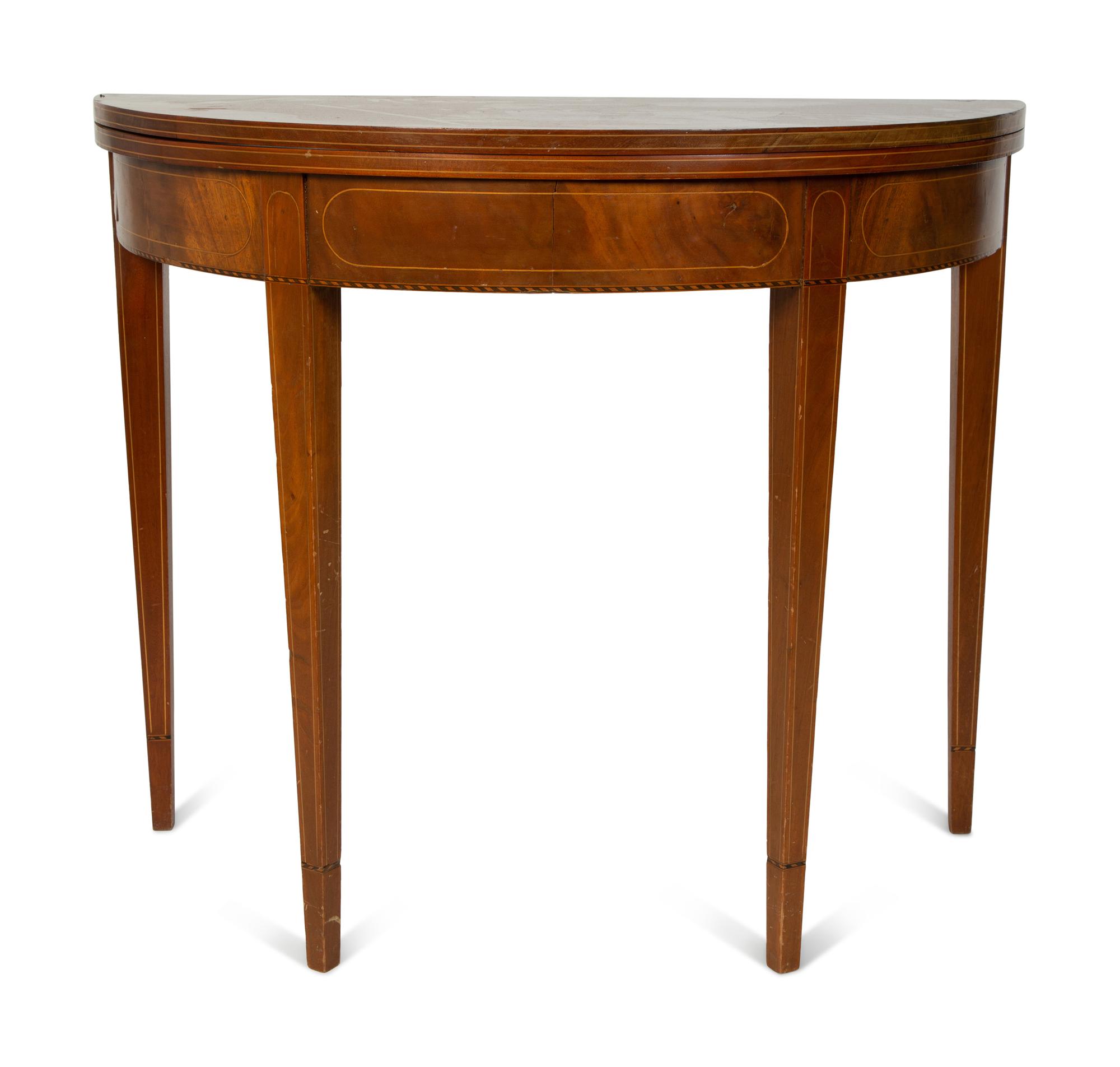 A George III Style Mahogany Demi-lune Flip-Top Game Table — 20TH CENTURY