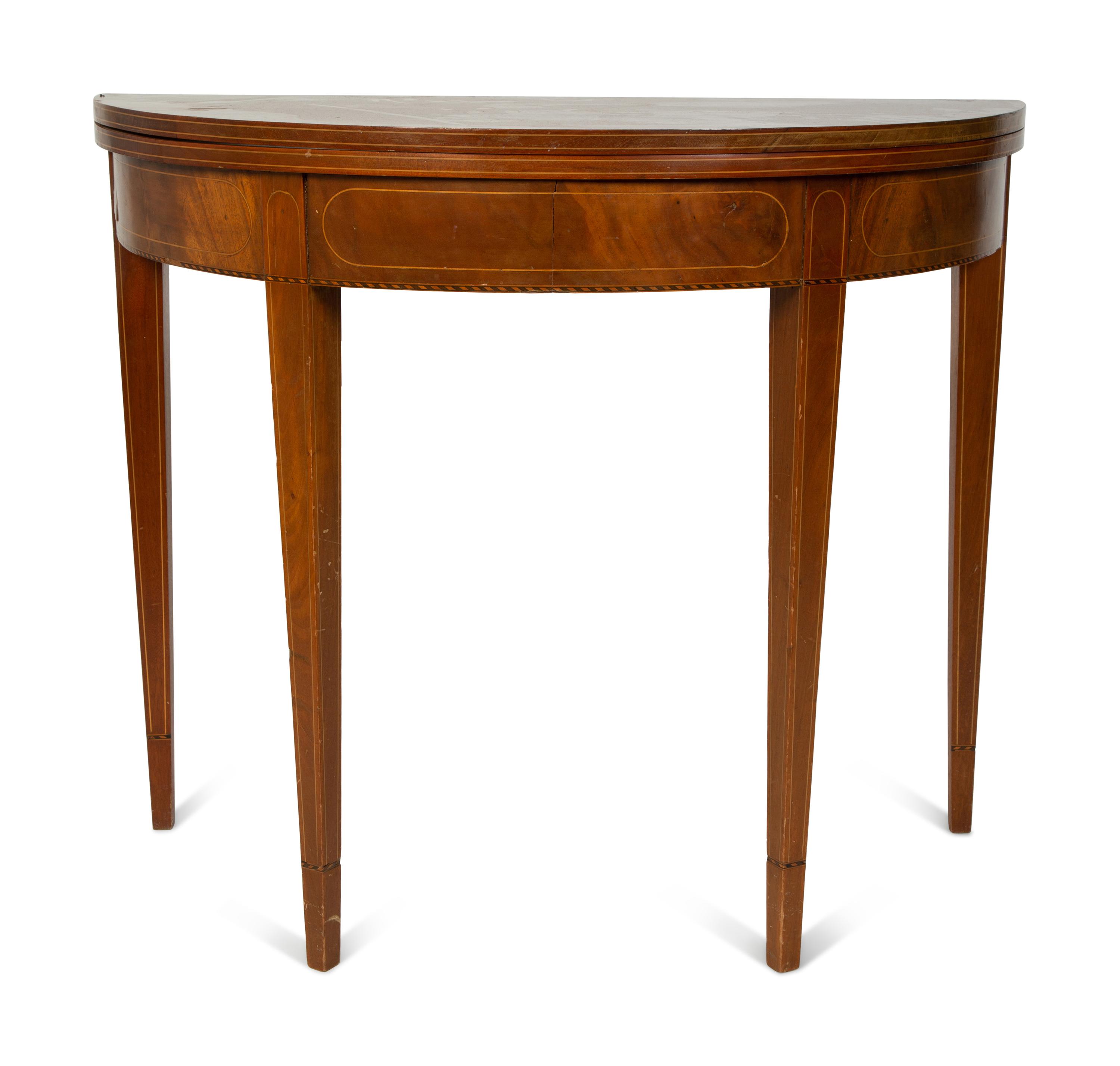 A George III Style Mahogany Demi-lune Flip-Top Game Table — 20TH CENTURY