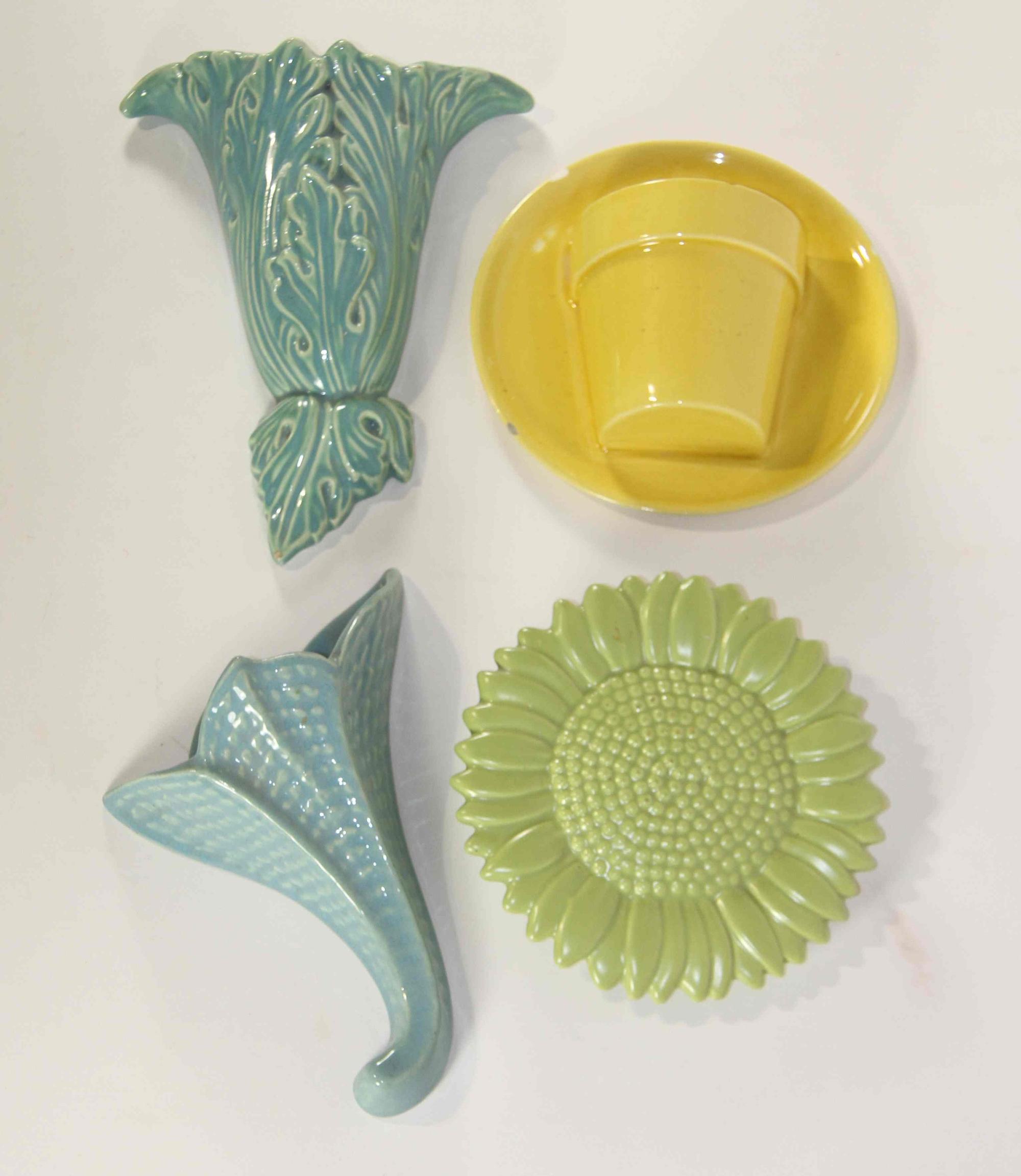 A Group of Four Haeger Pottery Wall Pockets Height of tallest 9 1/2 inches. — 1940s