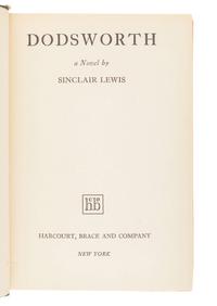 LEWIS, Sinclair (1885-1951). Dodsworth . New York: Harcourt, Brace and Company, 1929.
