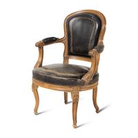 A Louis XV Style Suede Upholstered Bergere a la Reine