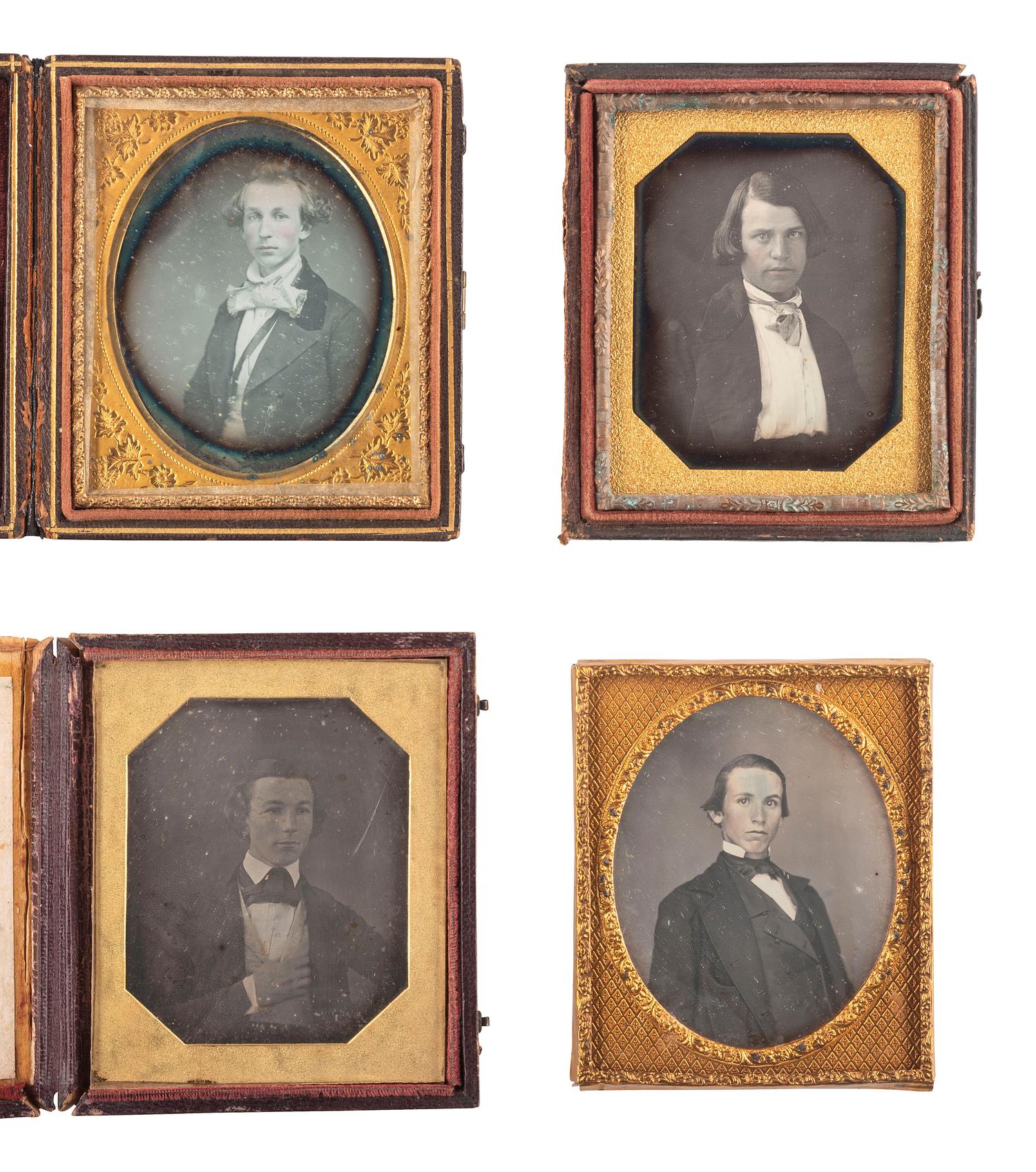 [EARLY PHOTOGRAPHY]. A collection of 22 sixth plate daguerreotype portraits of young adults and teenagers, including: