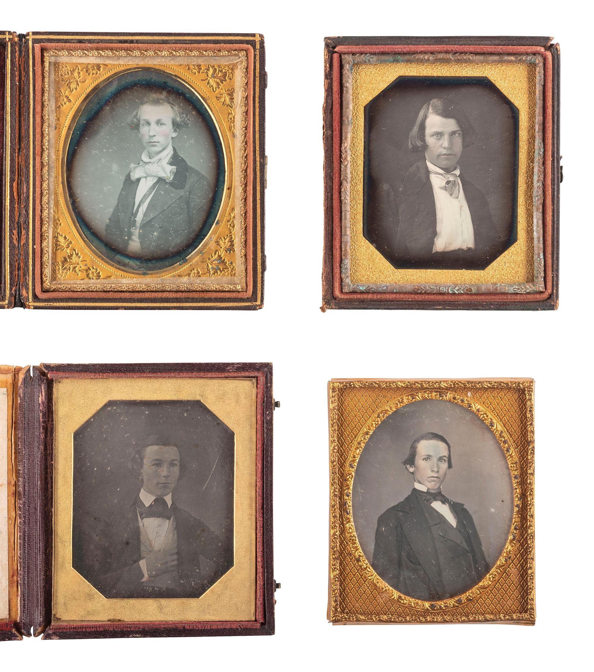 [EARLY PHOTOGRAPHY]. A collection of 22 sixth plate daguerreotype portraits of young adults and teenagers, including: