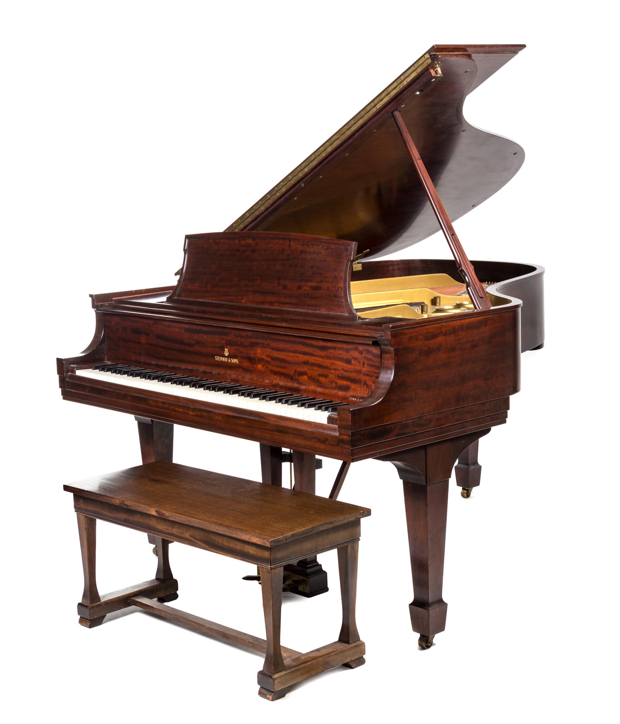 A Steinway and Sons Baby Grand Piano Length overall 72 inches.