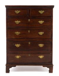 A George III Style Oak Chest of Drawers Height 46 1/4 x width 33 5/8 x depth 20 3/4 inches. — 19TH CENTURY
