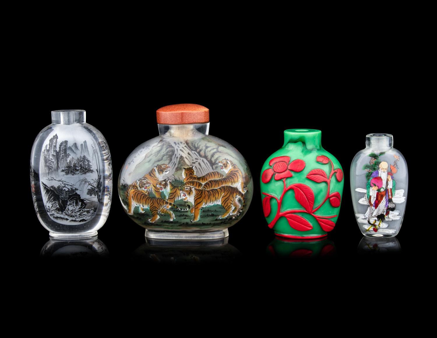 Four Chinese Glass Snuff Bottles