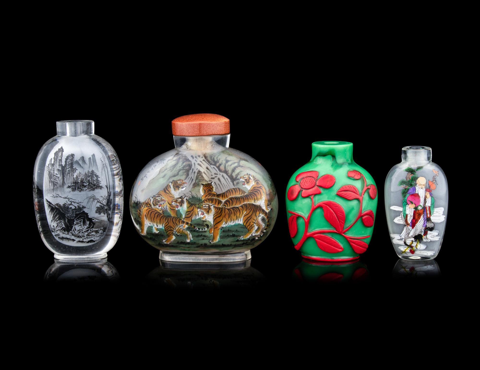 Four Chinese Glass Snuff Bottles