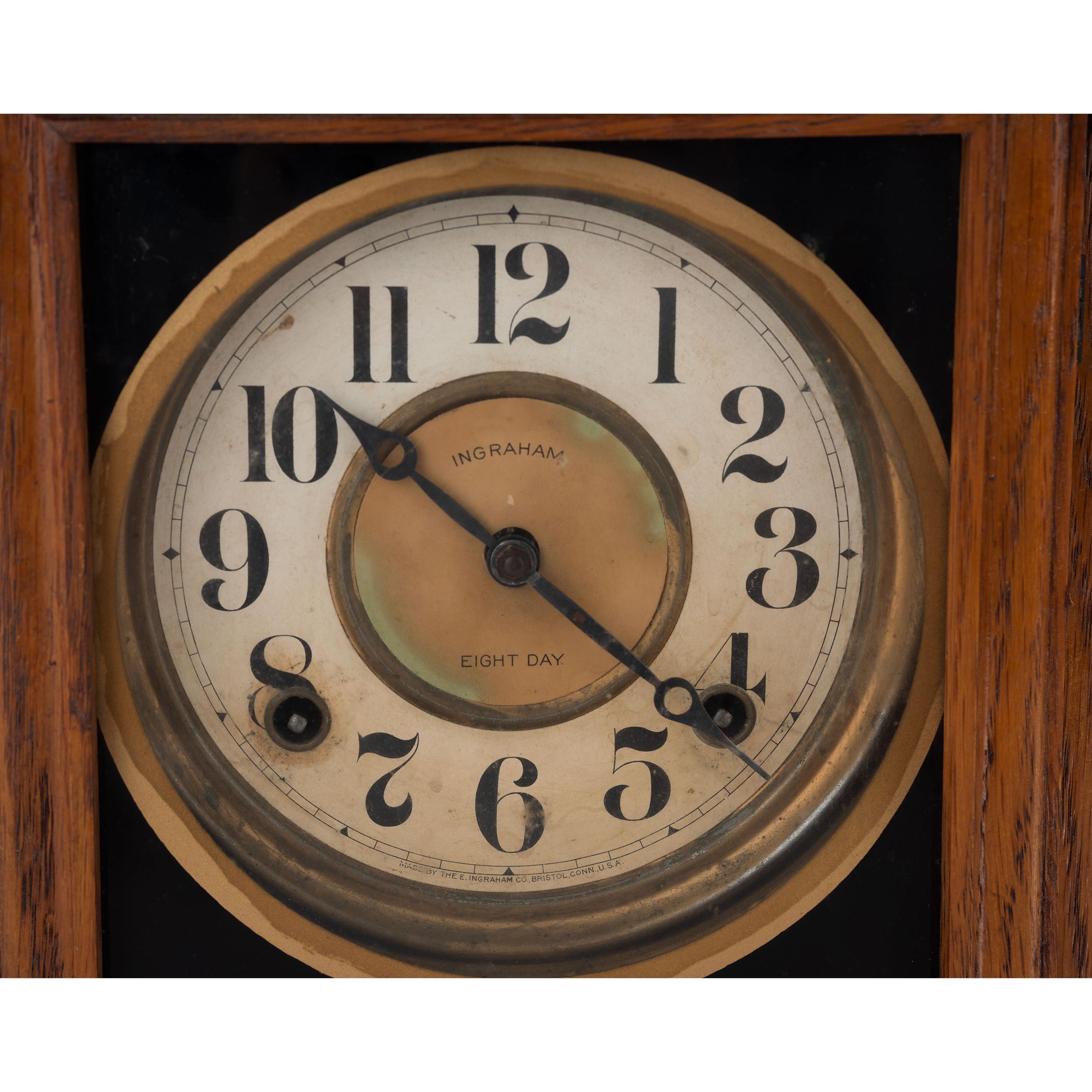 A Central Scientific Co. Scale, an Ingraham Eight-Day Movement Mantle Clock and Framed Salesmen Samples of Blue Grass Axes
