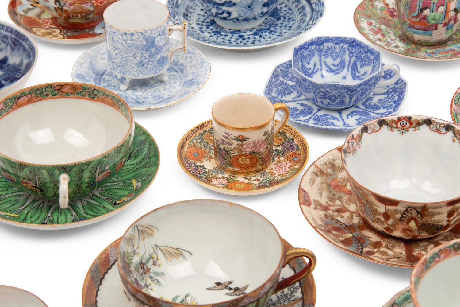 34 Sets of Chinese and Japanese Porcelain Teacups and Saucers