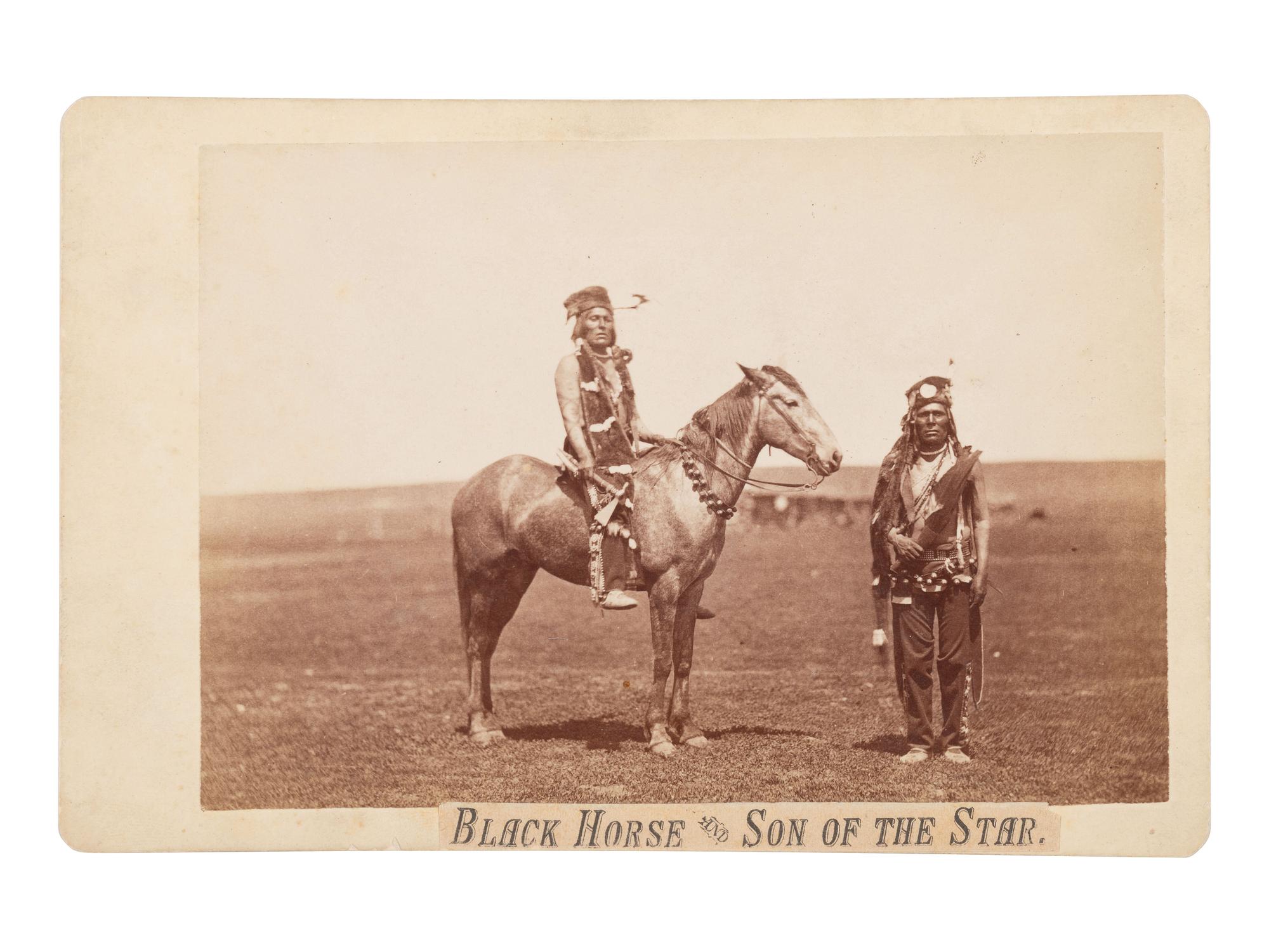 BARRY, David F. (1854-1934), photographer. Cabinet Card of two Arikara men, Black Horse and Son of the Star.
