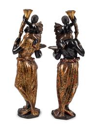A Pair of Venetian Painted Figures