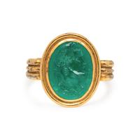 ATTILIO CODOGNATO, CARVED EMERALD INTAGLIO RING