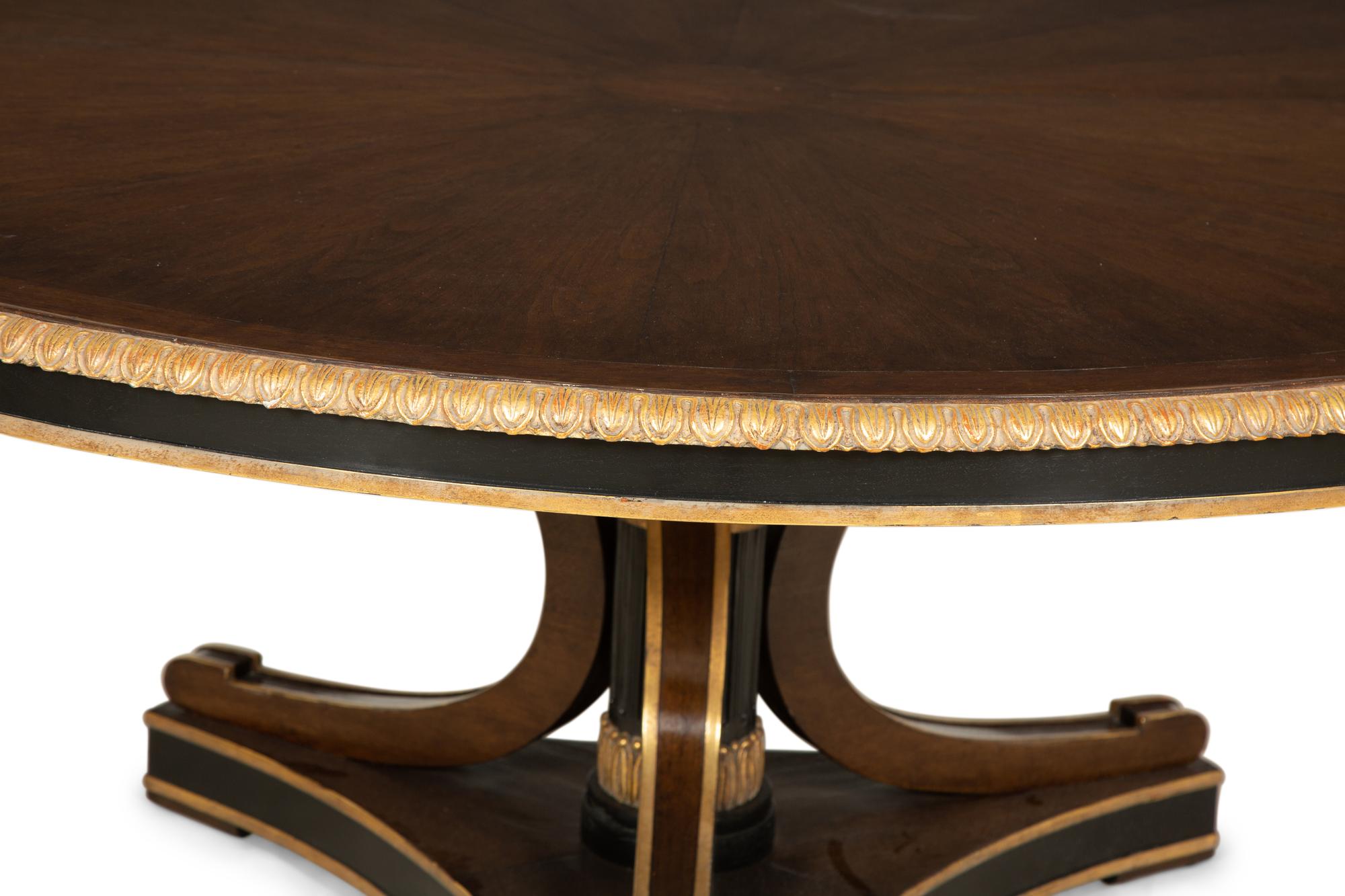 An Ebanista Luciani Walnut and Parcel Gilt Dining Table
