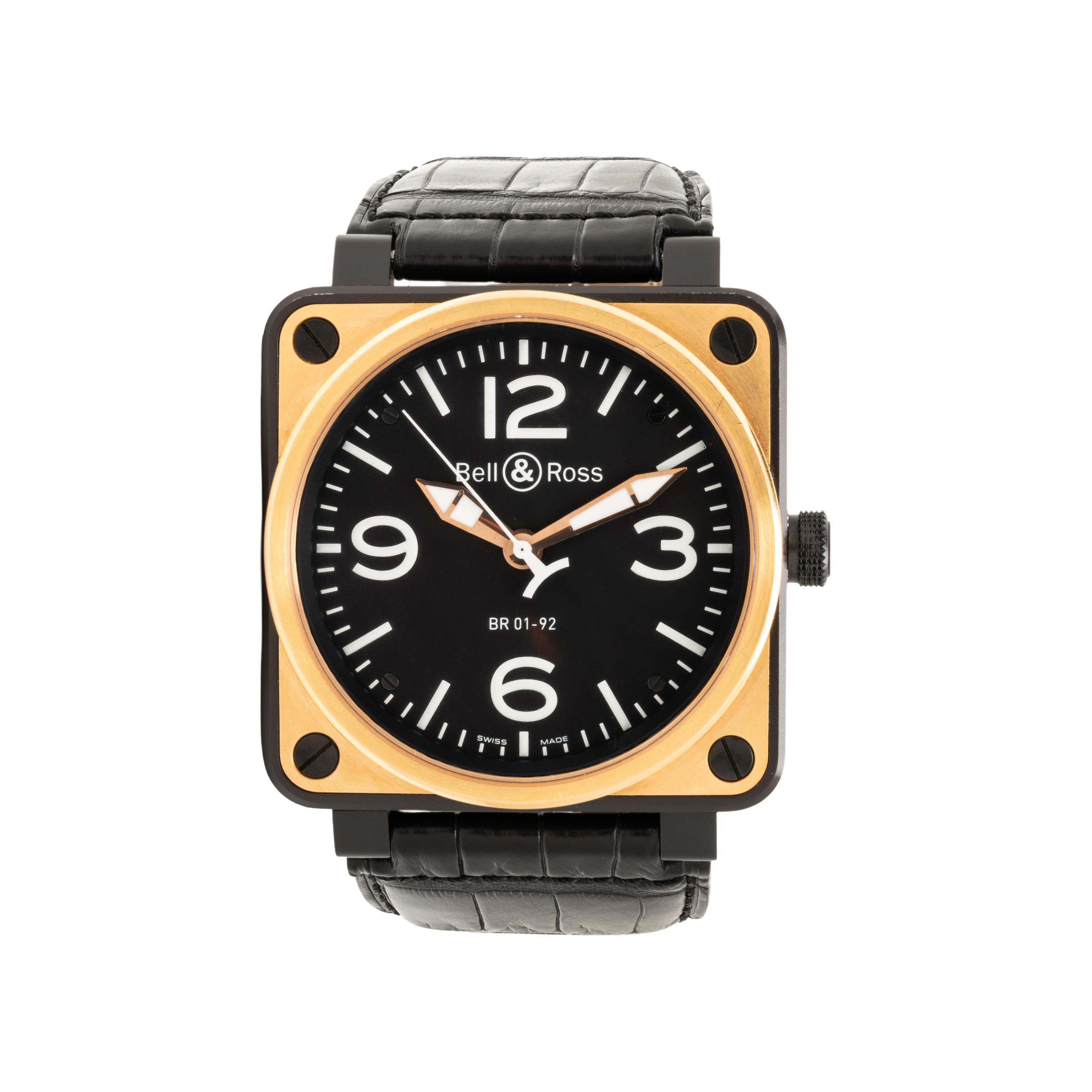 Bell & Ross, Stainless Steel and 18K Rose Gold 'BR01-92' Watch