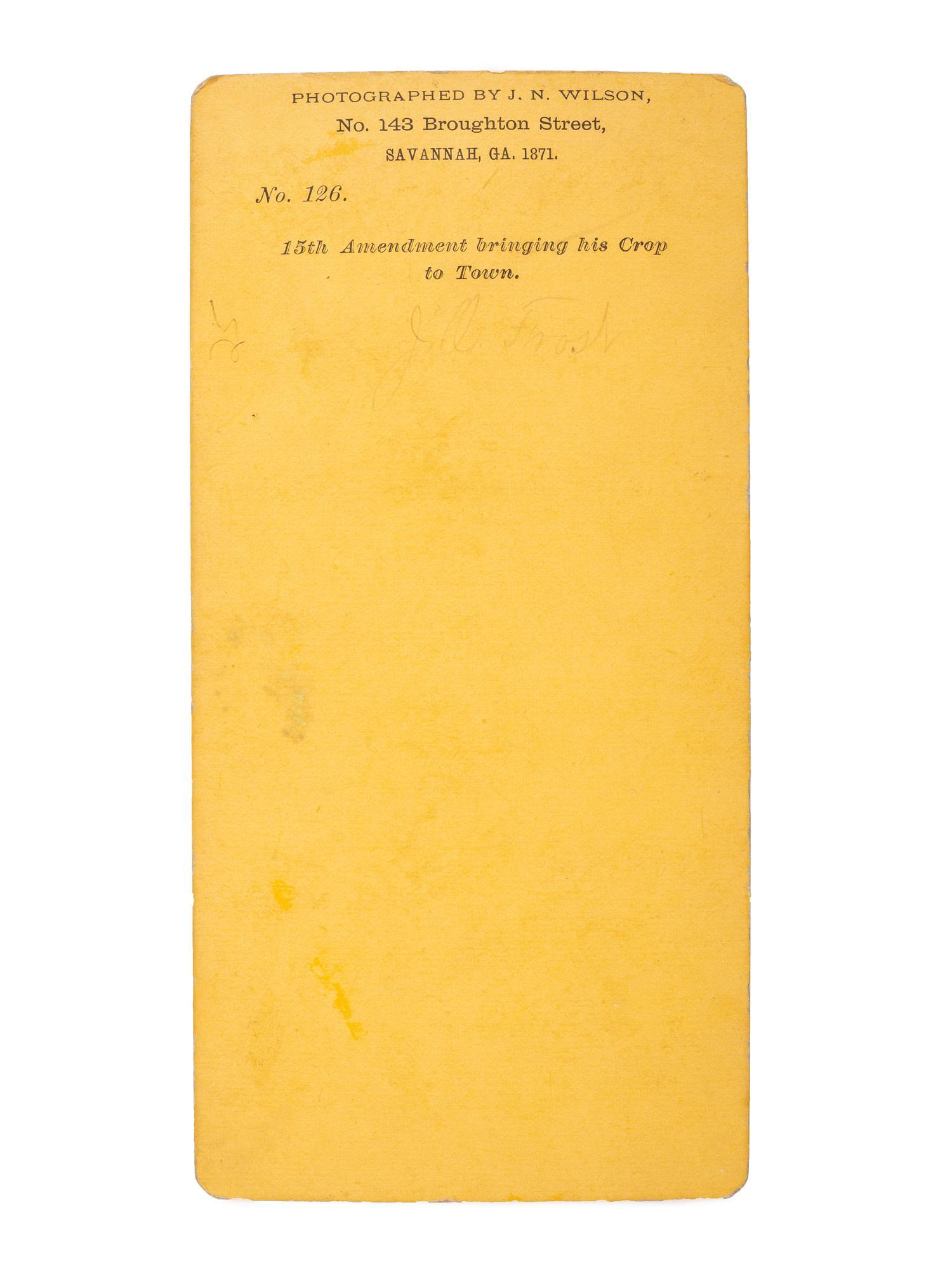 [EARLY PHOTOGRAPHY] -- [RECONSTRUCTION]. A group of 3 southern outdoor views of African American subjects including examples by BLESSING and PALMER.