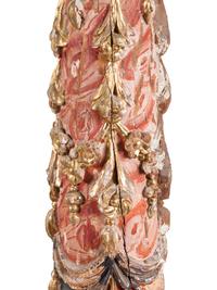 A Pair of Spanish Painted and Parcel Gilt Solomonic Columns