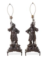 A Pair of Japanese Bronze Figures of Guardians