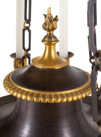 A Restauration Gilt and Patinated Bronze Twelve-Light Chandelier