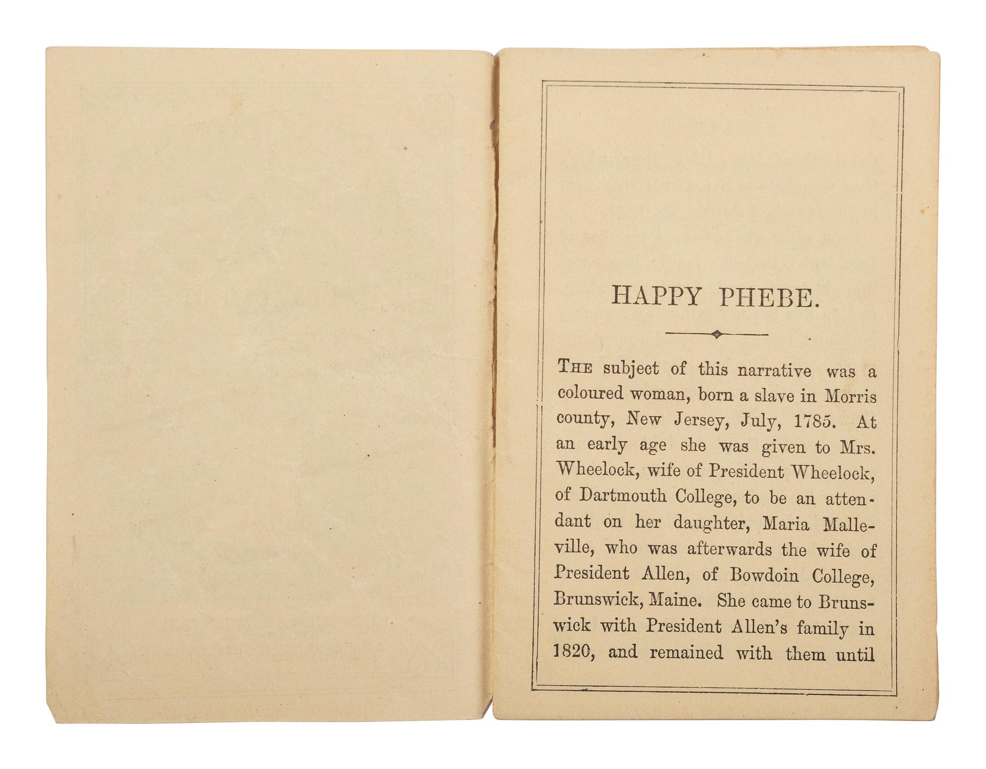 [ENSLAVEMENT & ABOLITION]. [UPHAM, Mrs. T.C.]. Happy Phebe . Dublin and London: ca 1860-1861.