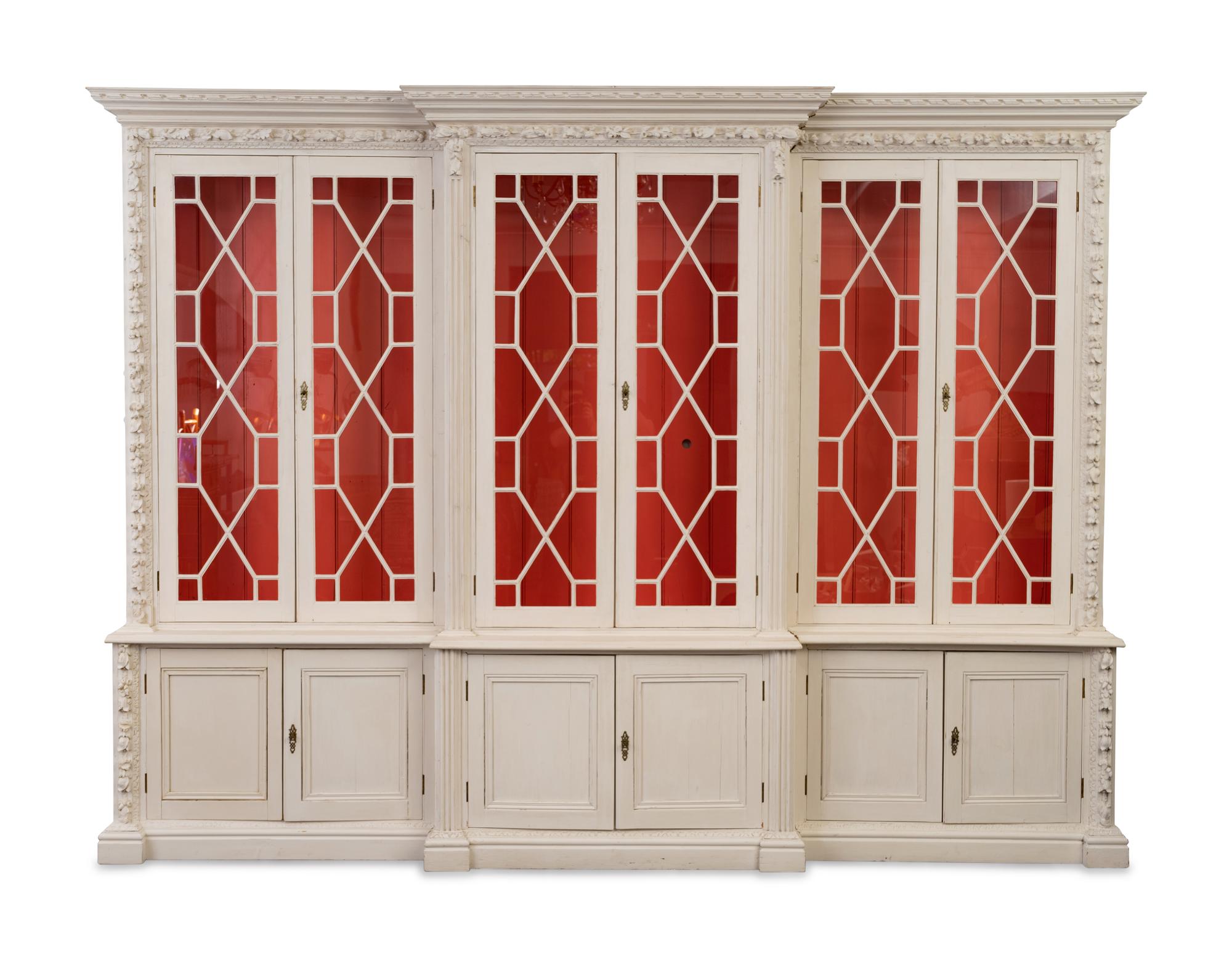 A George III Style White-Painted Breakfront Bookcase