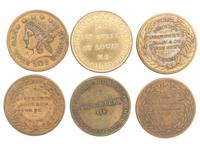 [EARLY PHOTOGRAPHY]. A group of daguerreian tokens incl. Meade Bros., Root & Co., Fitzgibbon, and others.
