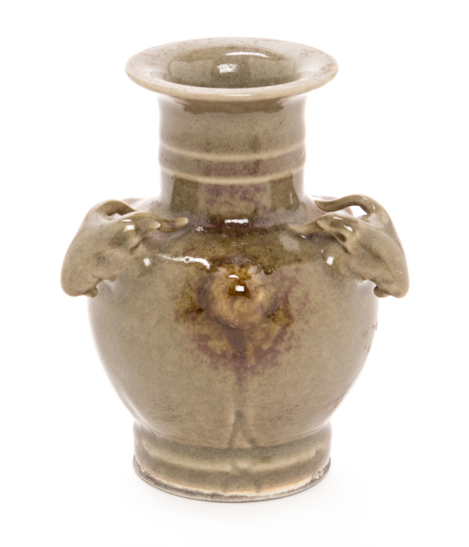 A Chinese Celadon Glazed Porcelain Vase Height 4 1/2 inches.