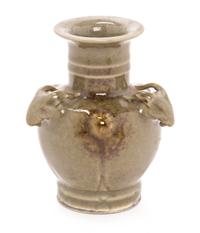 A Chinese Celadon Glazed Porcelain Vase Height 4 1/2 inches.