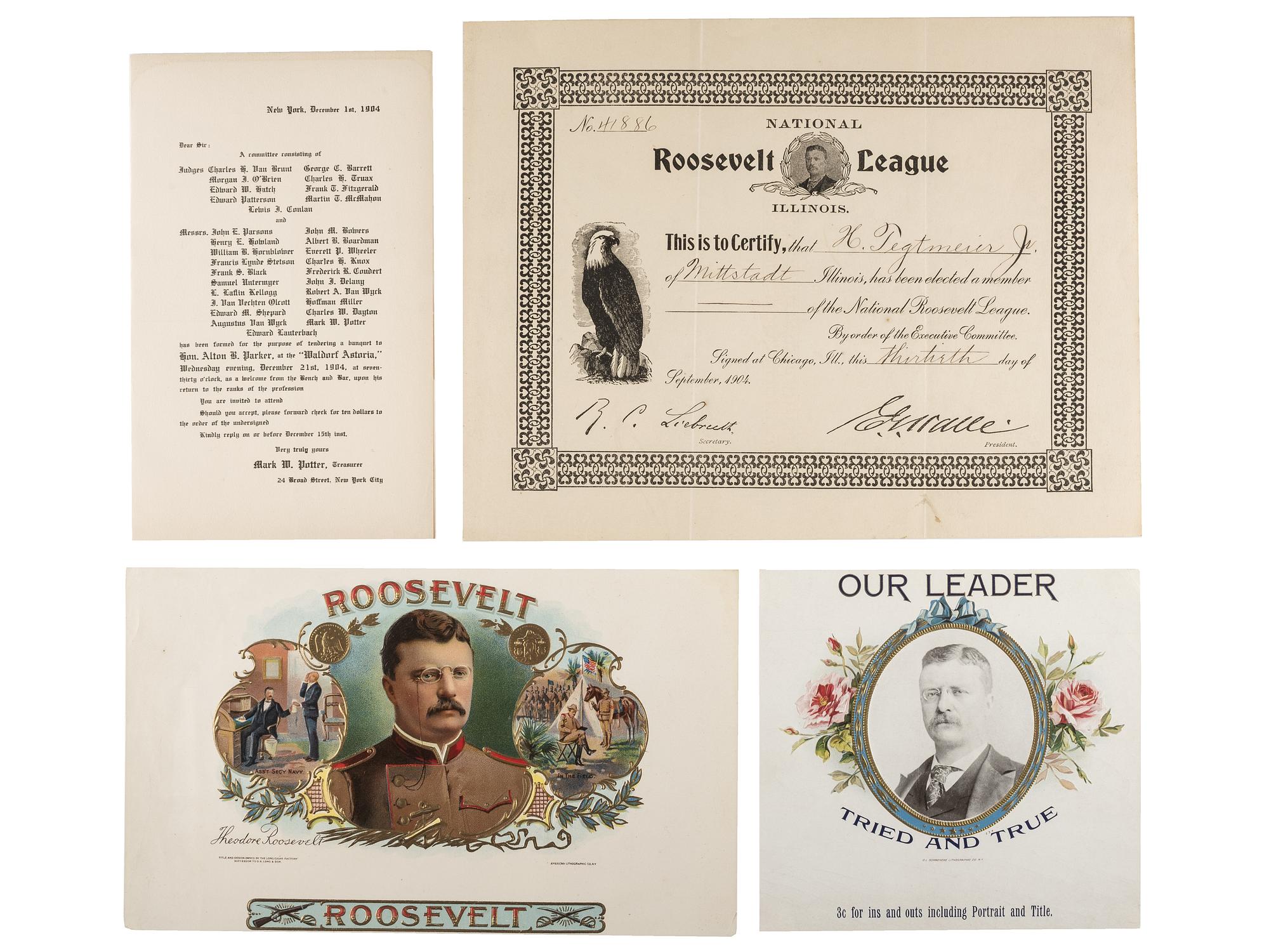 ROOSEVELT, Theodore and W.H. TAFT presidential and campaign photographs and ephemera.