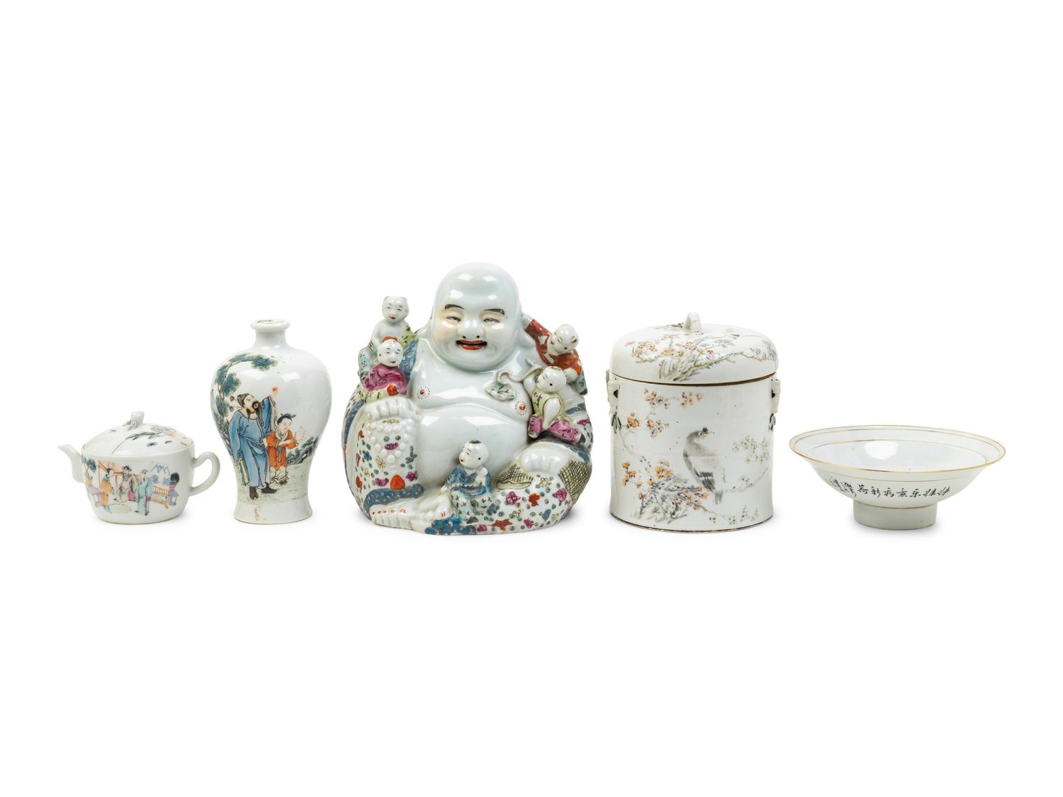Five Chinese Famille Rose Porcelain Articles