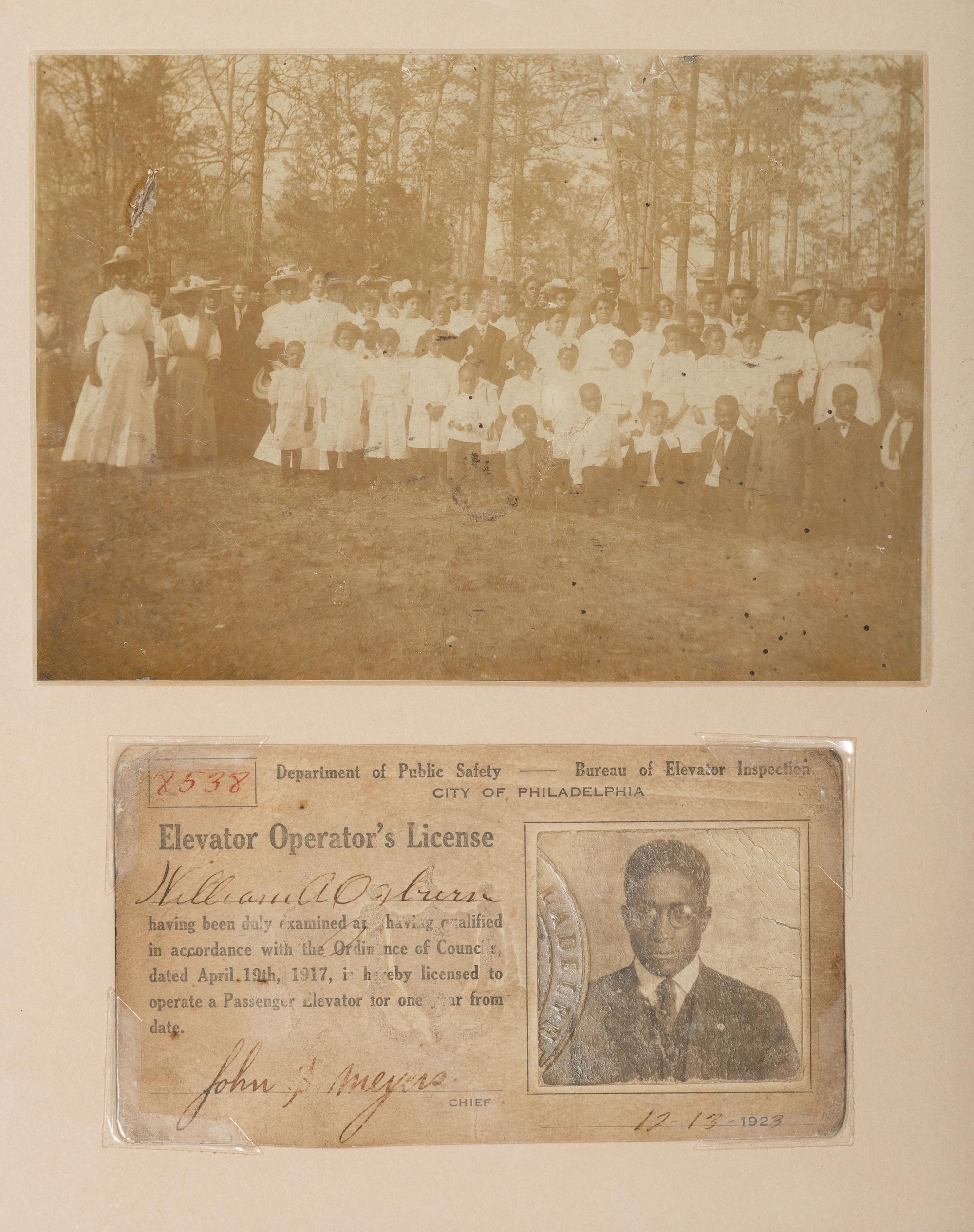 [AFRICAN AMERICANA - OCCUPATIONAL]. City of Philadelphia Elevator Operator's License issued in 1923 to William A. Ogburn (1895-1963).