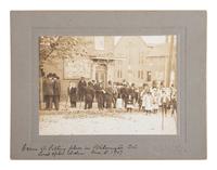 [VOTING RIGHTS]. SANBORN, A.N., photographer. Outdoor scene featuring African Americans gathered at a polling place in Wilmington, Delaware, 5 November 1907.