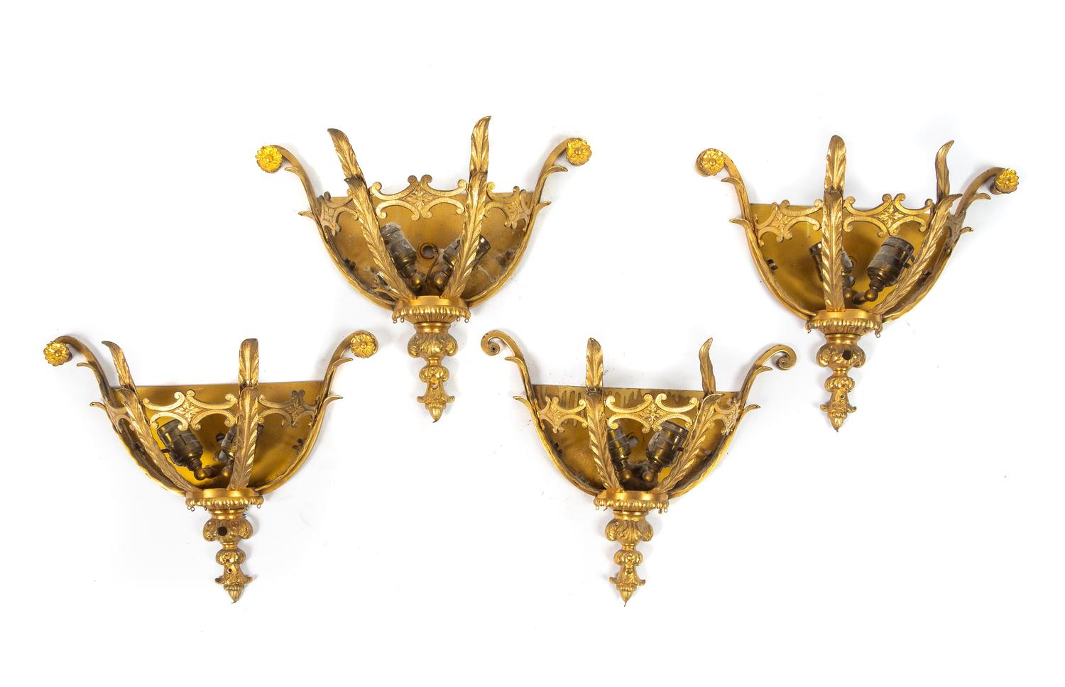 A Set of Four Gilt Bronze Sconces