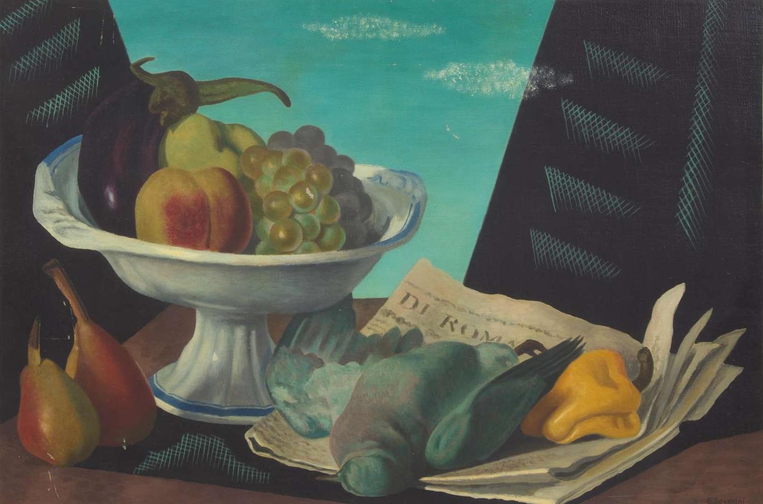 Gino Severini (Italian, 1883-1966) - Natura Morta con Frutta e Caccia