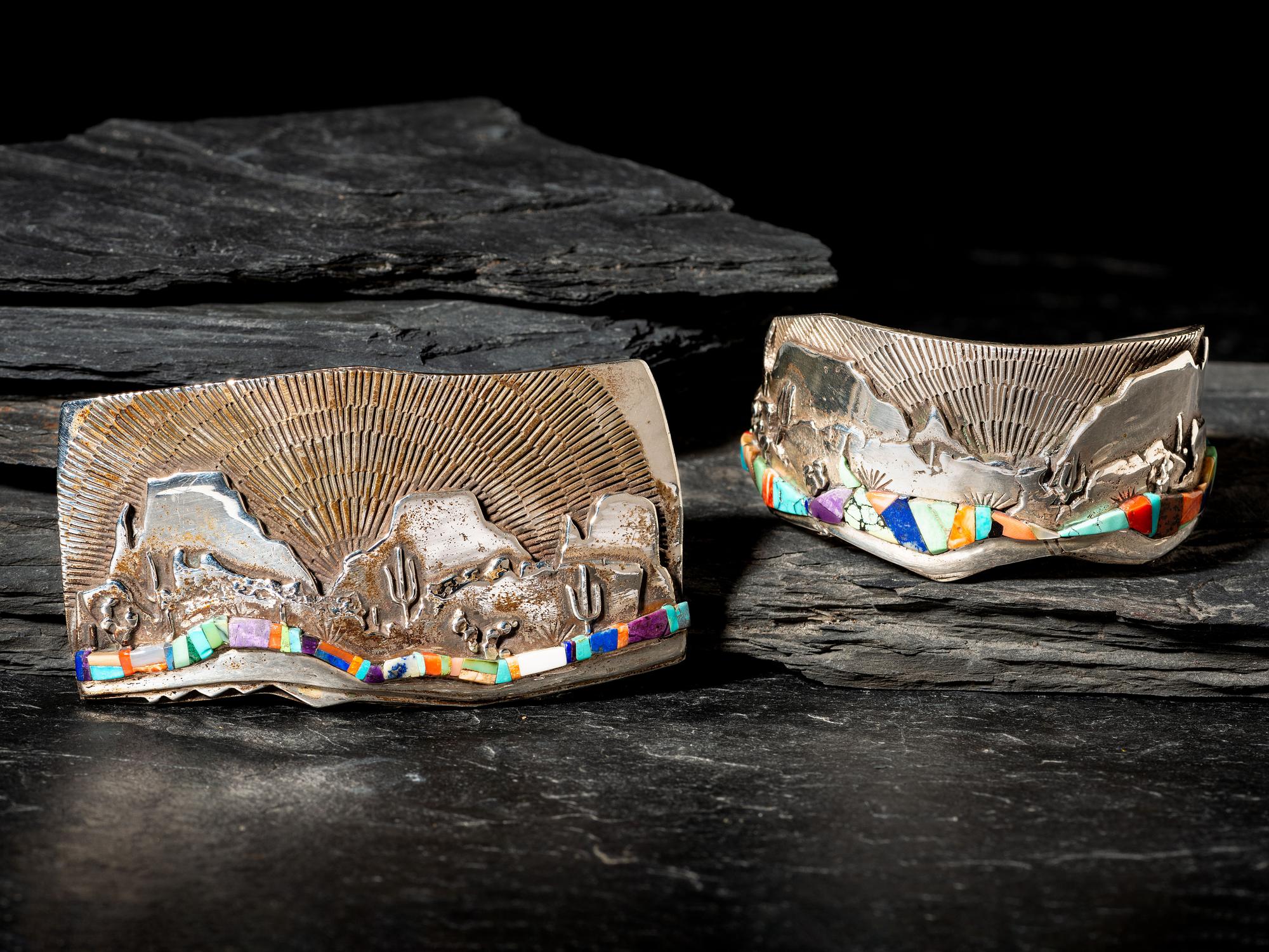 Matching Silver Cuff Bracelet and Belt Buckle