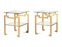 A Pair of Gilt and Mirrored Glass-Top Side Tables