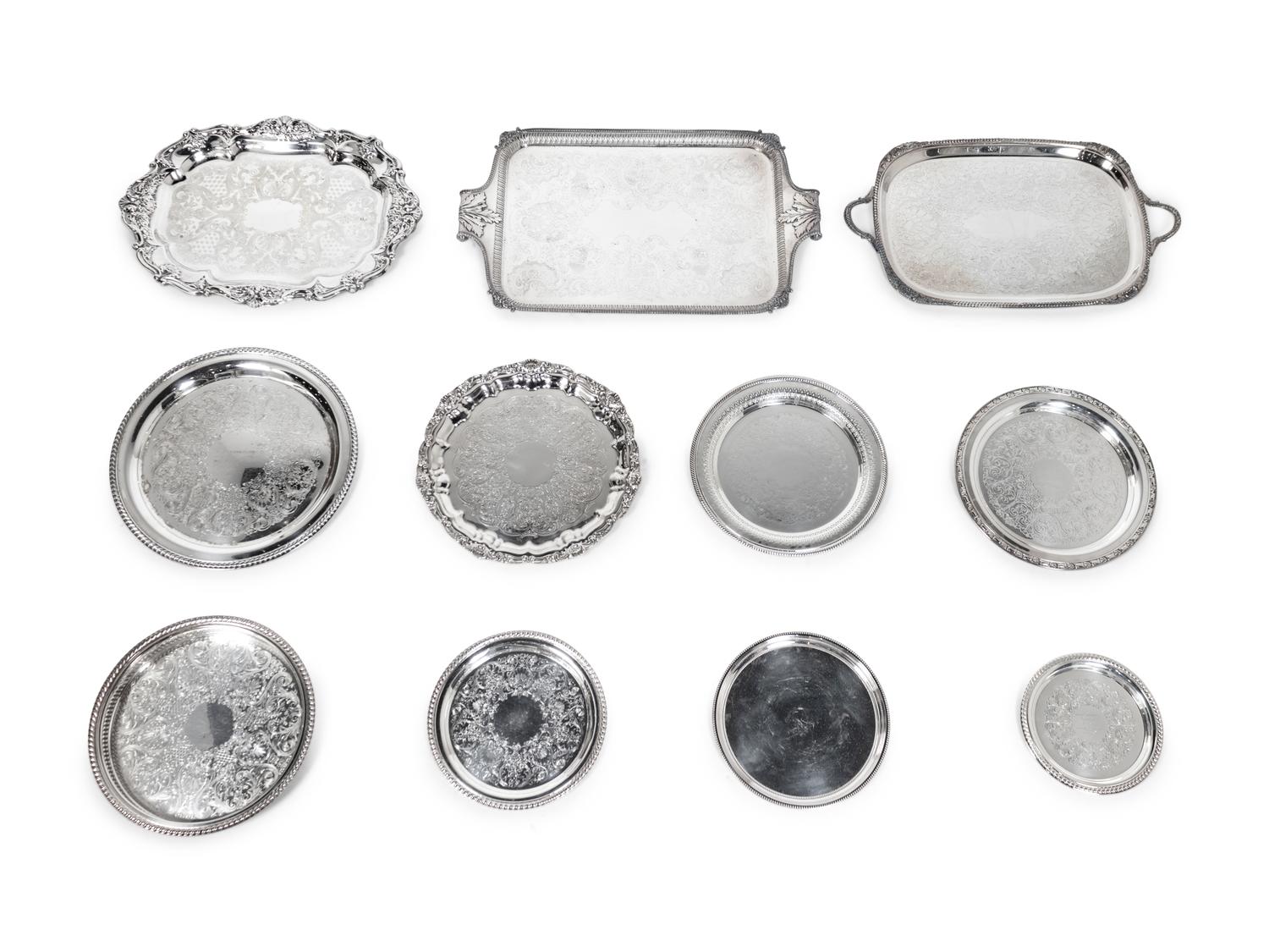 Eleven Silver-Plate Trays