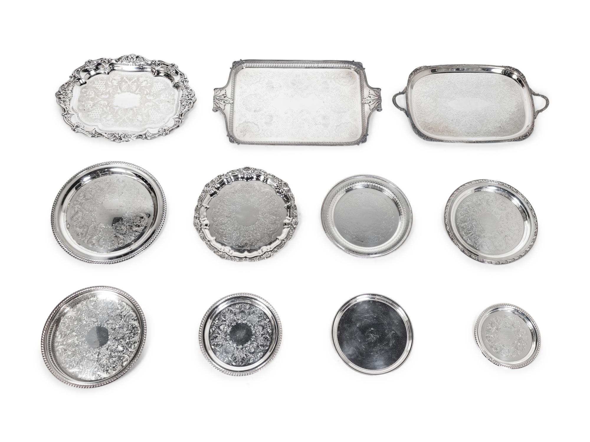 Eleven Silver-Plate Trays