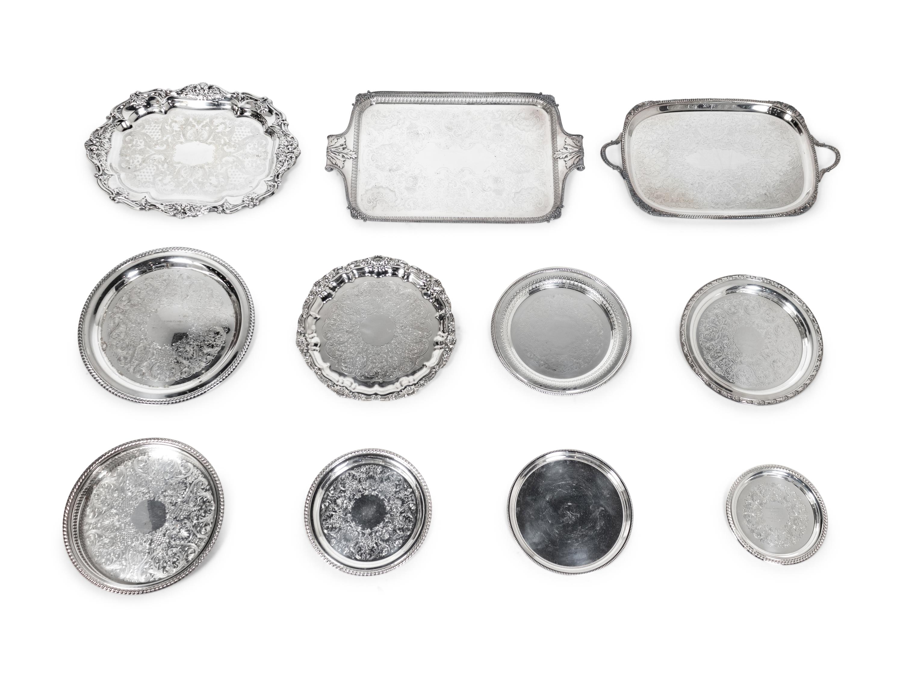 Eleven Silver-Plate Trays