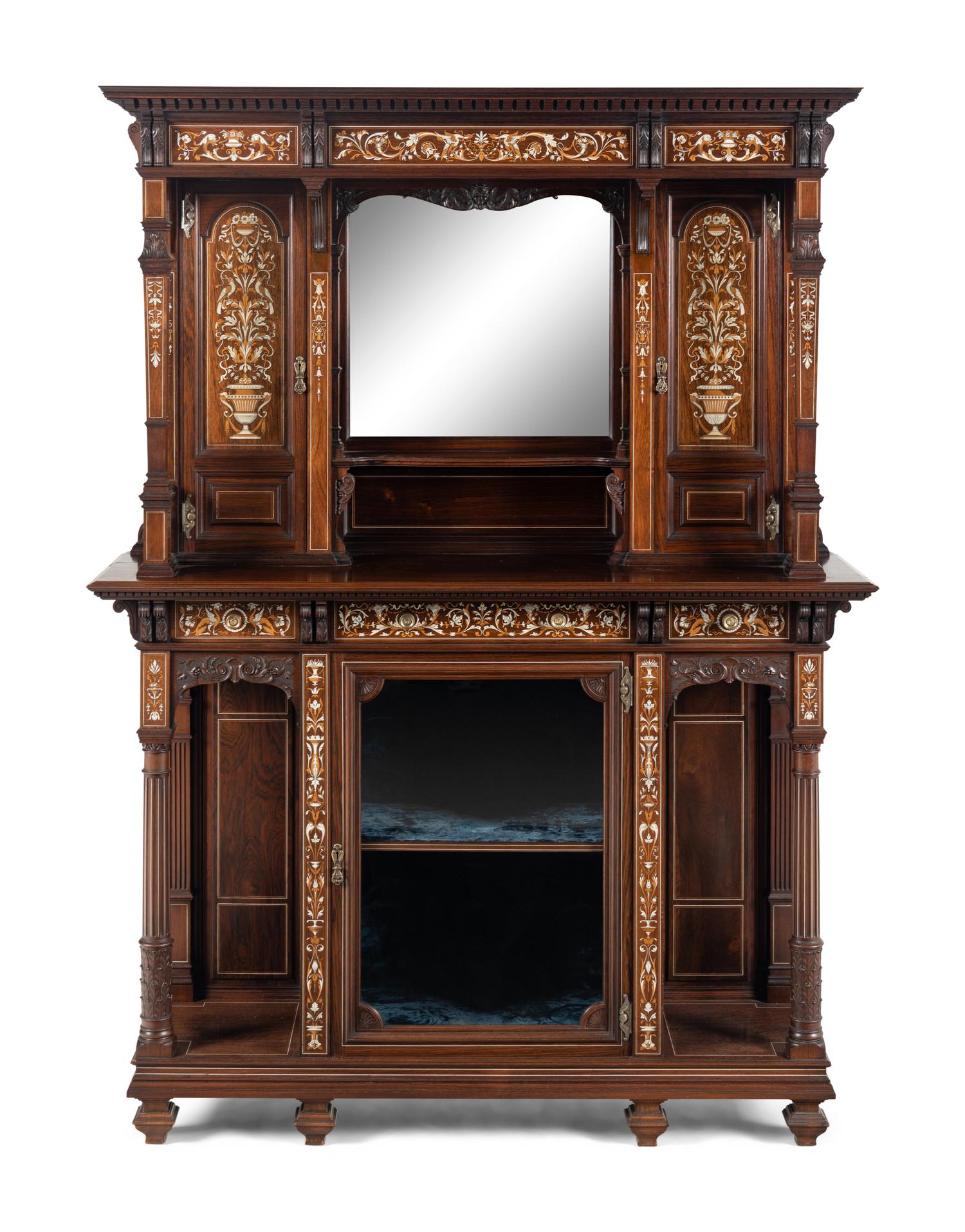 An English Rosewood, Marquetry and Bone Inlaid Cabinet