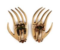 18K Gold and Mosaic Inlay Bear Paw Clip Earrings