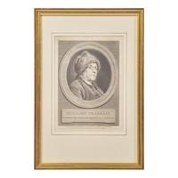 Augustin de Saint-Aubin (French, 1736-1807), After Charles Nicolas Cochin II (French, 1715-1790), A Copperplate Engraving of Benjamin Franklin in a Fur Cap, or "Ne a Boston dans la nouvelle Angleterre le 17 Janvier 1706"