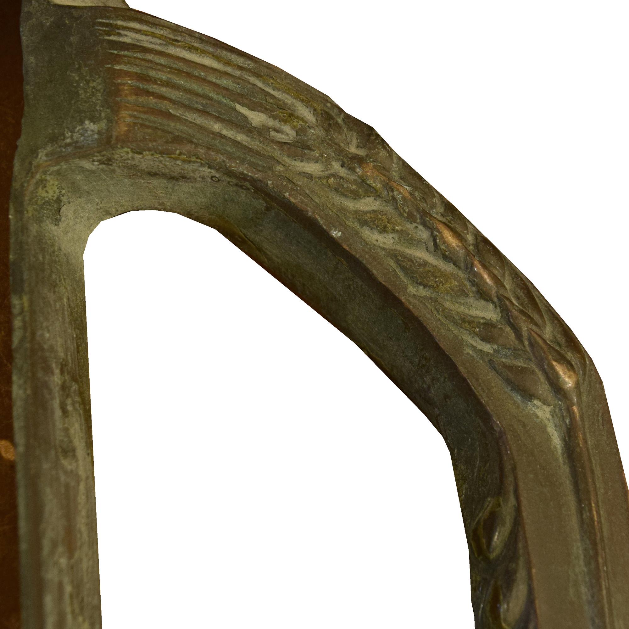 A Pair of Bronze Door Handles 2.5" W x 3.5" D x 20.25 "H — Italy, 20th Century