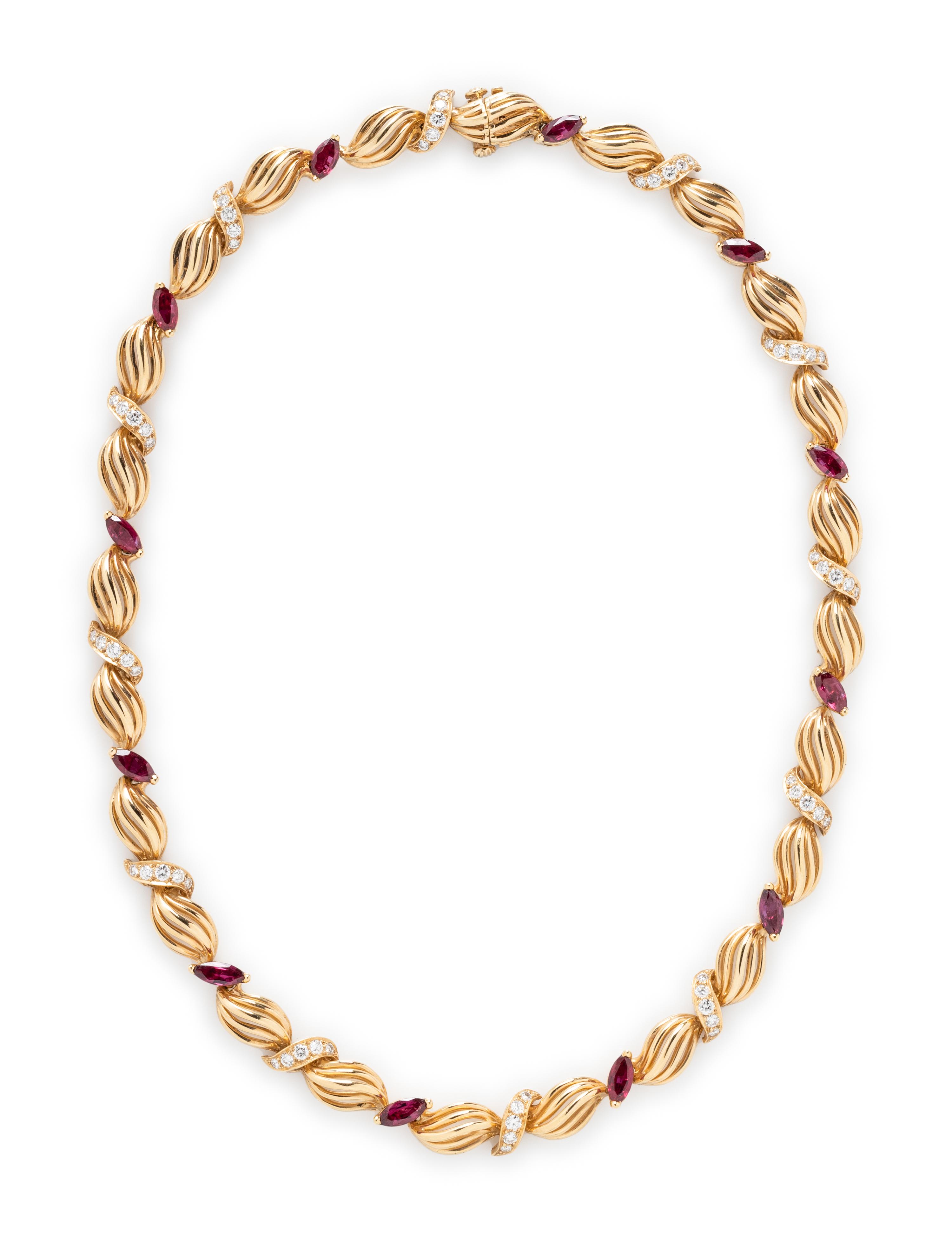 HAMMERMAN BROTHERS, YELLOW GOLD, RUBY, AND DIAMOND NECKLACE