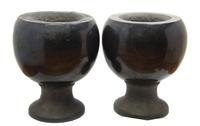 A Pair of Continental Turned Marble Jardinieres, Height 16 1/4 inches.