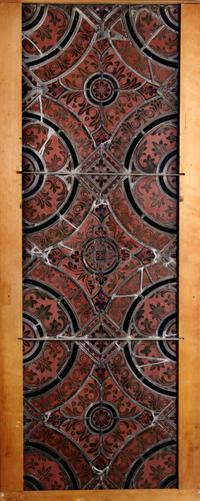 A Leaded and Stained Glass Window, Height 22 x width 54 inches with frame.