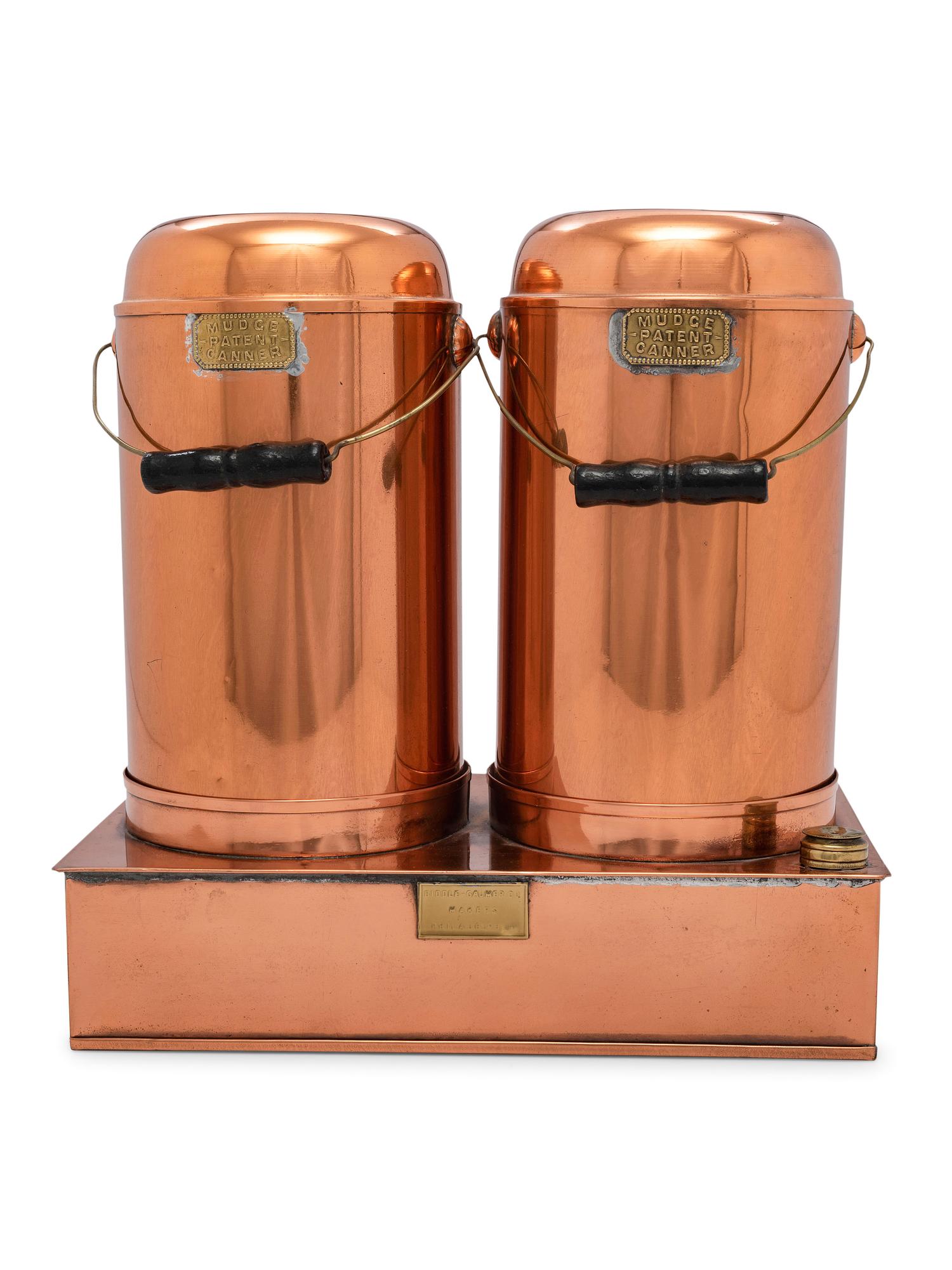 Three Sets of American Copper Mudge Canners