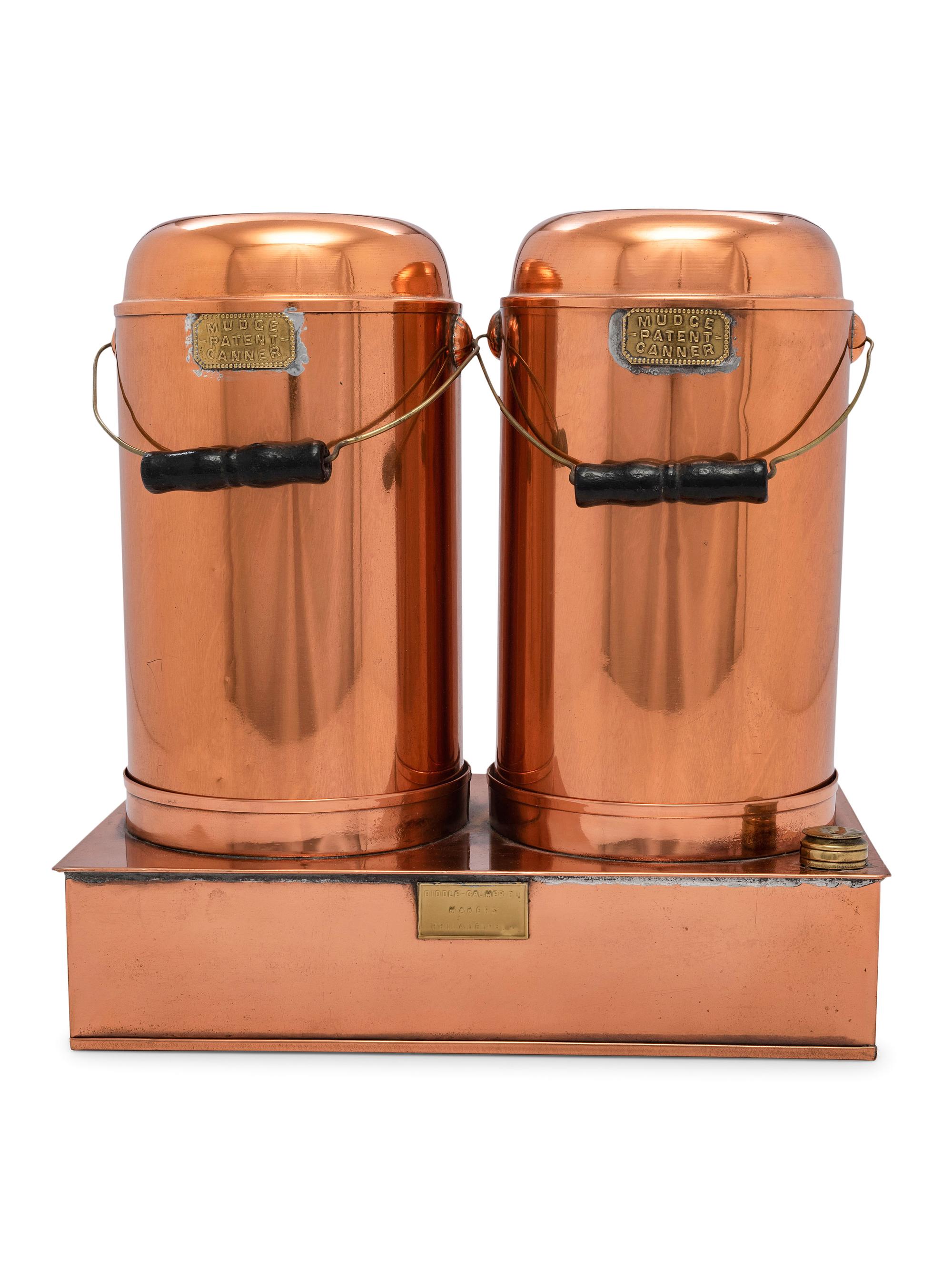 Three Sets of American Copper Mudge Canners